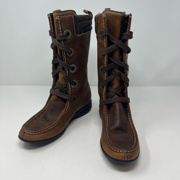 Cole Haan Women's Boots Size 6 Brown Leather Lace Up Waterproof - Picture 3 of 13